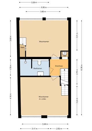 Floorplan - Damstraat 34Bis, 3531 BV Utrecht